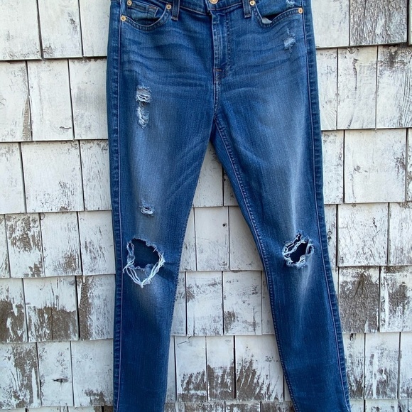 7 For All Mankind Ankle Gwenevere Distressed Jeans - Picture 5 of 7